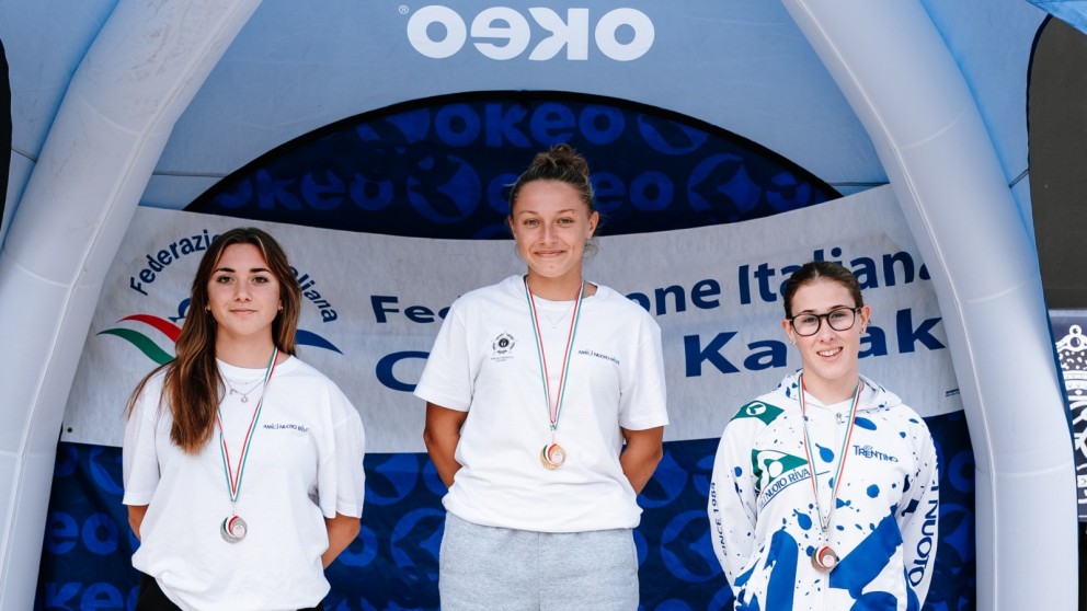 il podio junior femminile: oro Pregliasco, argento Carle, bronzo Brighenti (foto di Lucrezia Corciolani)
